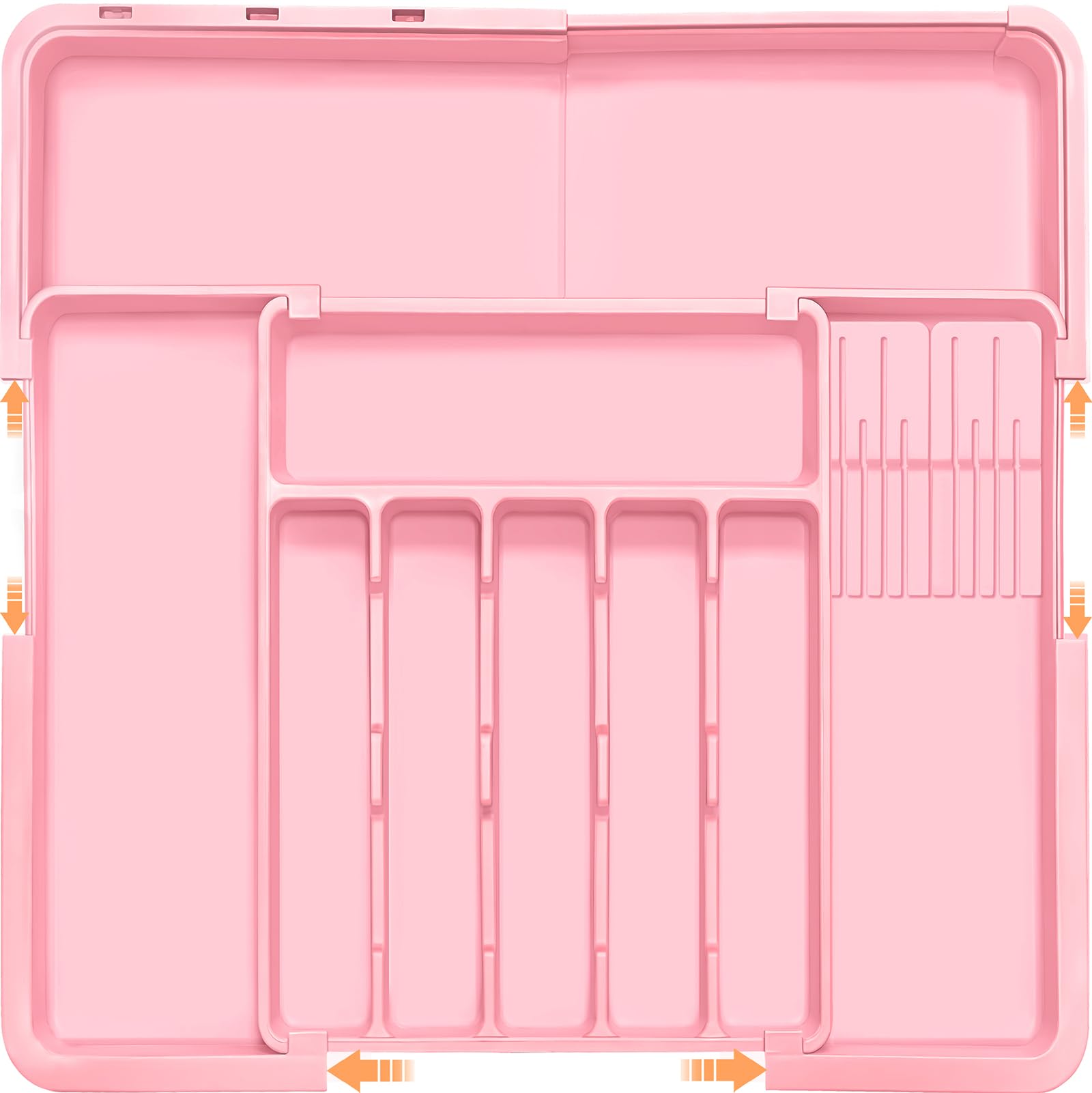 Homecor Silverware Organizer – Grande organizer espandibile per cassetti da cucina con 2 inserti per ceppi coltelli, vassoio portaposate da 55,9 x 48,9 cm, con divisori per cassetti, per posate da