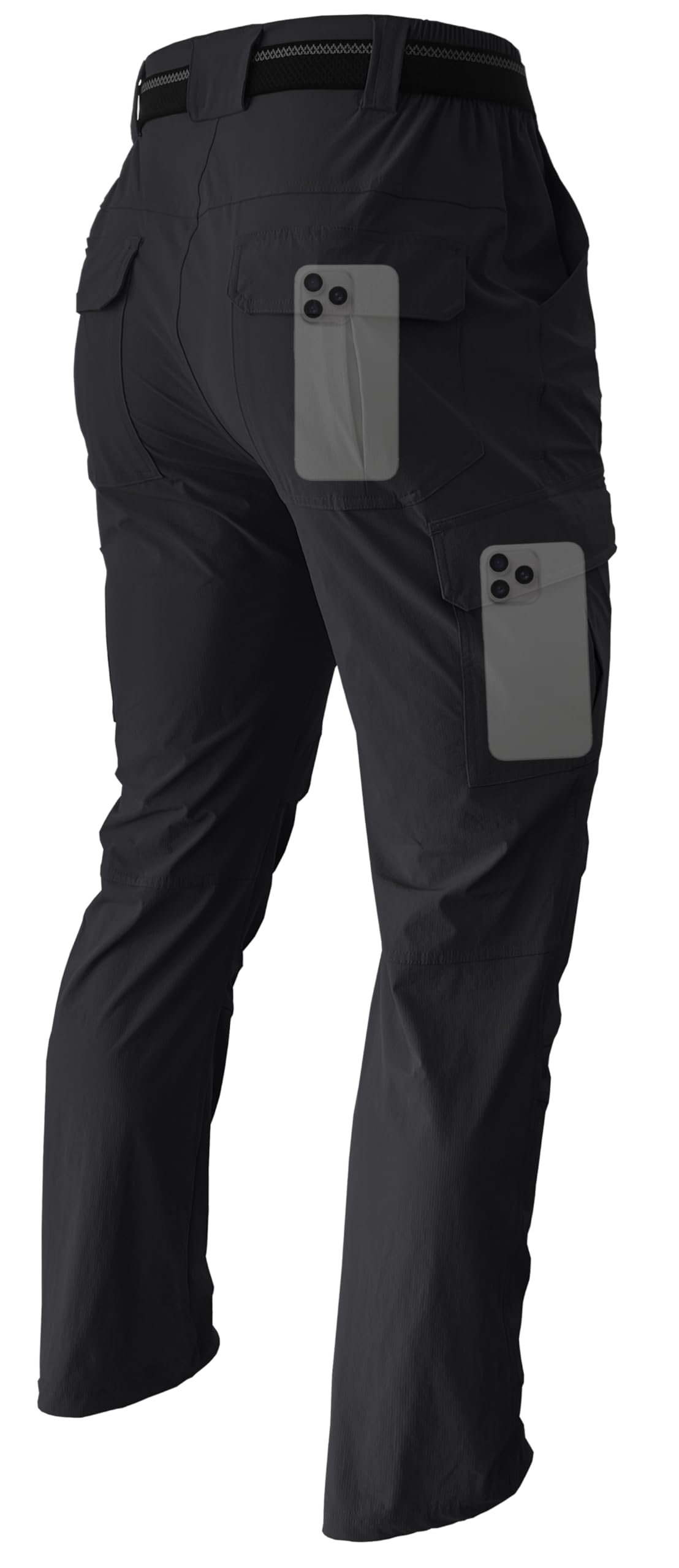 Men's Hiking Cargo Work Pants Lightweight Waterproof Quick Dry Camping Fishing Travel Outdoor Pants Black XL