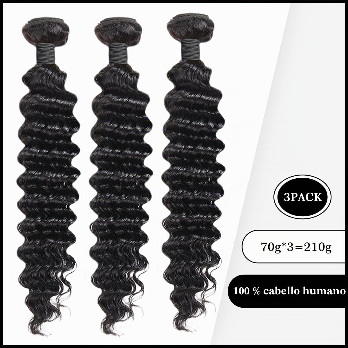 Human Hair Bundles Extensiones de cabello humano Hair Extensions Deep Wave Curly Unprocessed Brazilian Virgin Weave Bundles Human Hair Extensions for Women Natural Black 20 22 24 Inches 210g
