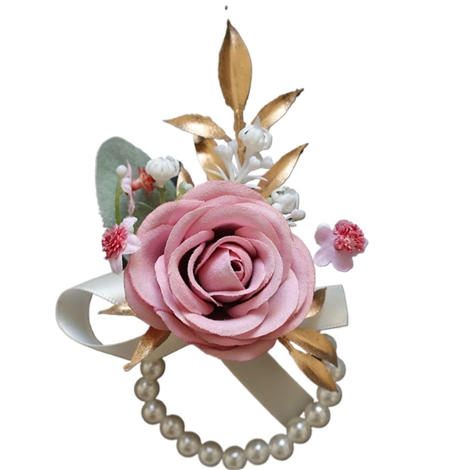 GHHZML Boutonniere Light Pink Rose Flower Corsage & Wristlet - Perfect For Brides, Groomsmen, And Wedding Decorations