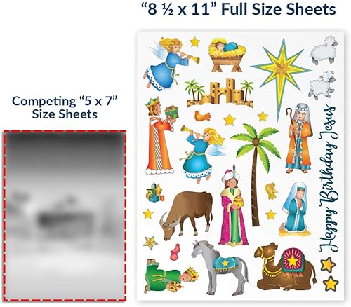 Miniatura 8 de Pegatinas de Belén – 24 hojas – 12 juegos de hojas de calcomanías – Manualidades de Navidad para niños