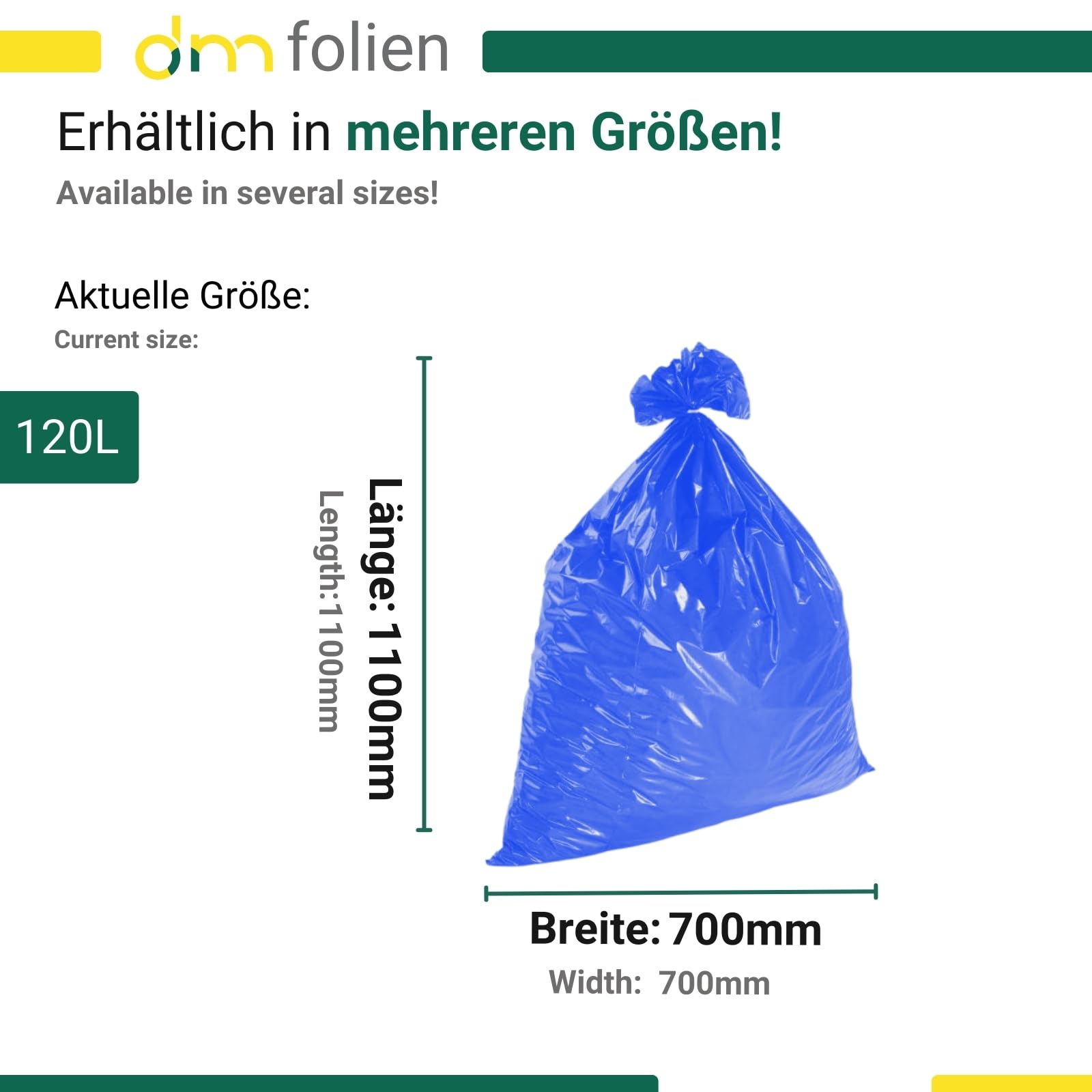 Dm-folien Blaue Müllsäcke 120 L – 50 Stück, 70 Produktbild-Vorschau 4