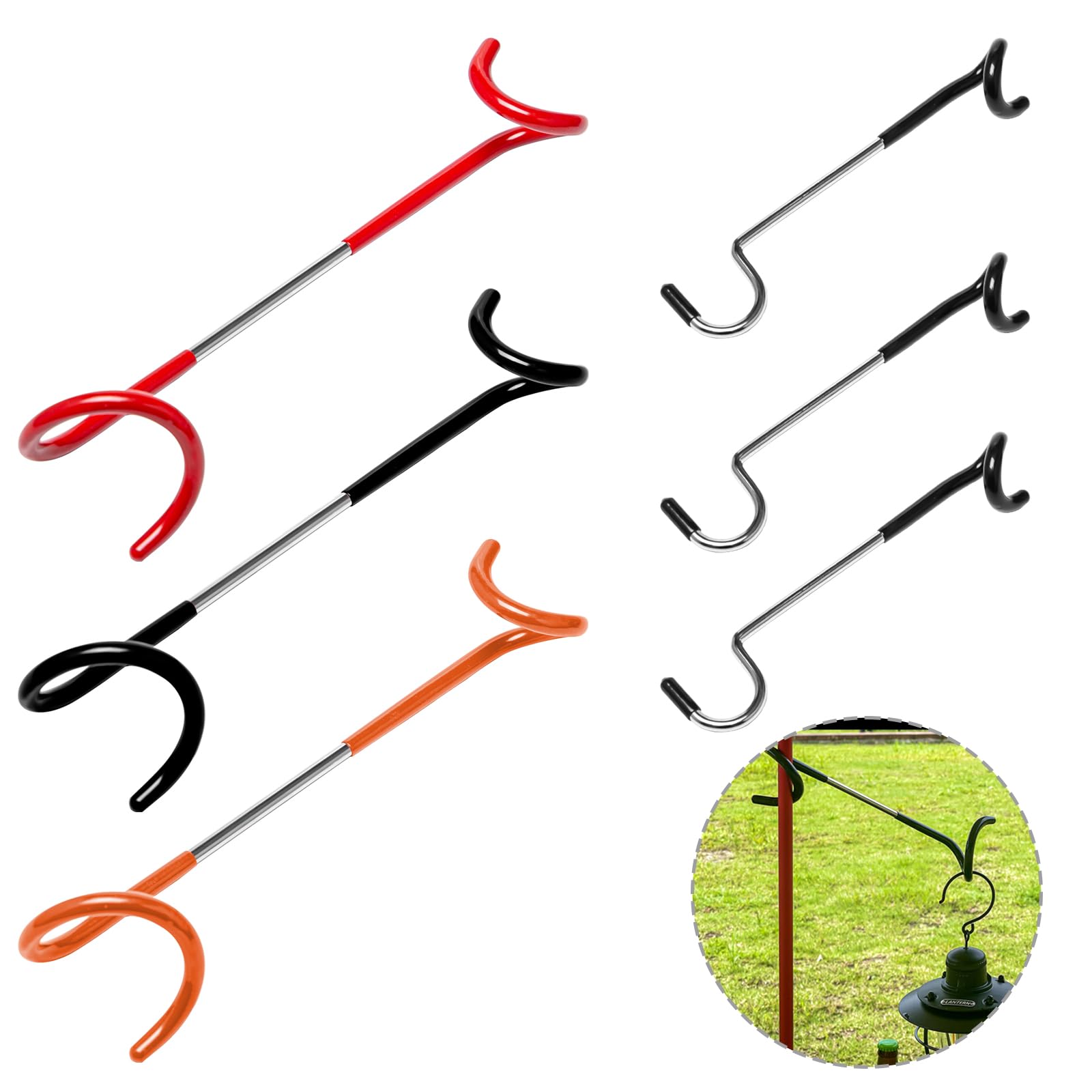 Ganci per lanterne da campeggio, 6 pezzi, in acciaio inox, per lanterne da campeggio, per esterni, lanterne, bollitore, sacchi della spazzatura