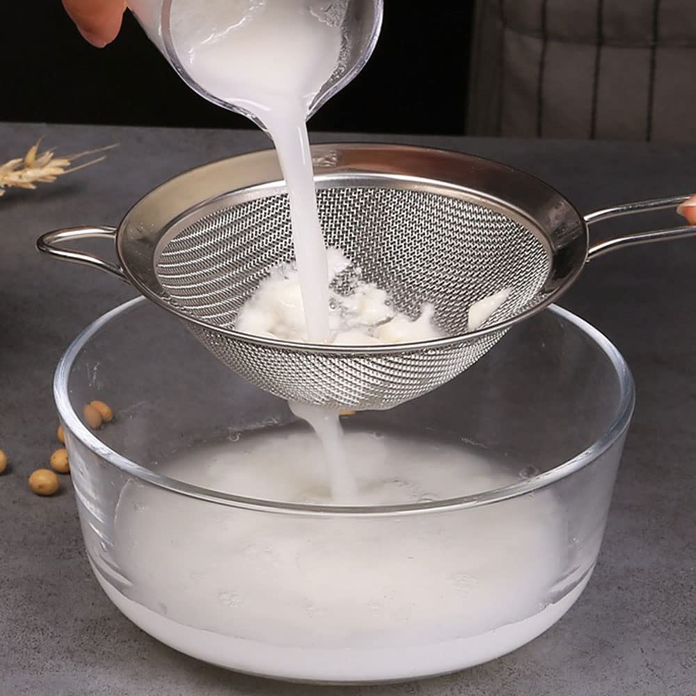 3 Pcs Stainless Steel Mesh Strainer - Extra Fine Mesh Sieve with Handle for Juice, Egg, Tea, Coffee, Flour Filter