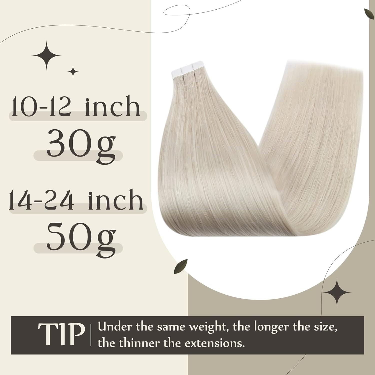 Full Shine 2Packs Total 60g 10+12 Inch White Blonde Tape in Hair Extensions Remy Human Hair