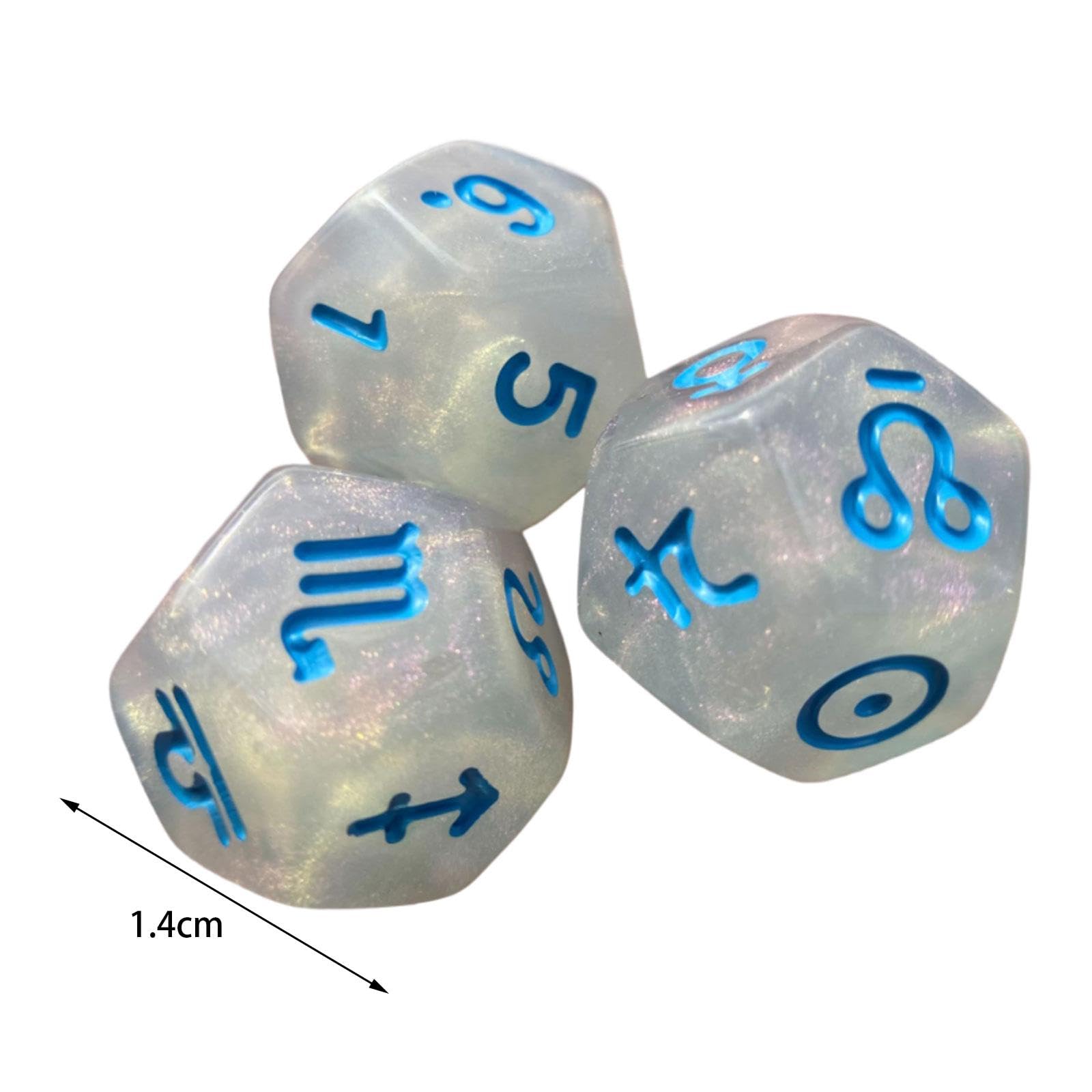 EHJRE – 3 Dés Astrologiques à 12 Faces – Constellation – Sac Inclus – Pour Jeux De Rôle, Collection Ou éducation