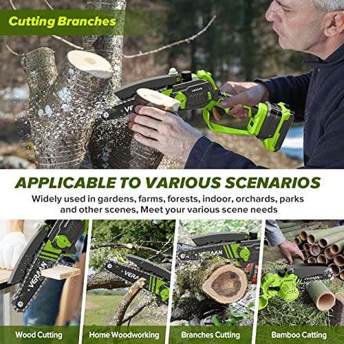 Veraan Mini Chainsaw 6 Inch Cordless, 1100W Electric Cordless Chainsaw With Automatic Oiler And 2 Battery, 21V Handheld Battery Powered Small Chainsaw For Branch Wood Cutting Tree Pruning Shears #TOP5