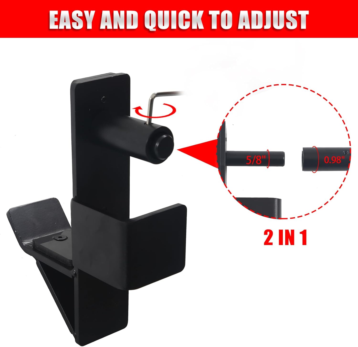 J-Hook Barbell Spotter Arm for 2" x 2" Tube Power Cage with 1" or 5/8" Hole, Dip Bar for Squat Rack,Heavy Duty Bottom Reinforced Premium Steel with 1000 LBS Capacity