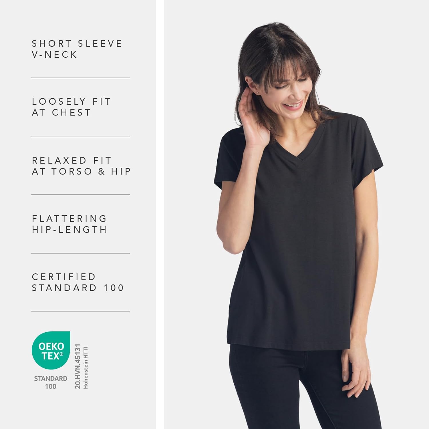 Fishers Finery Women's Ecofabric Short Sleeve V-Neck Tee; Relaxed Fit