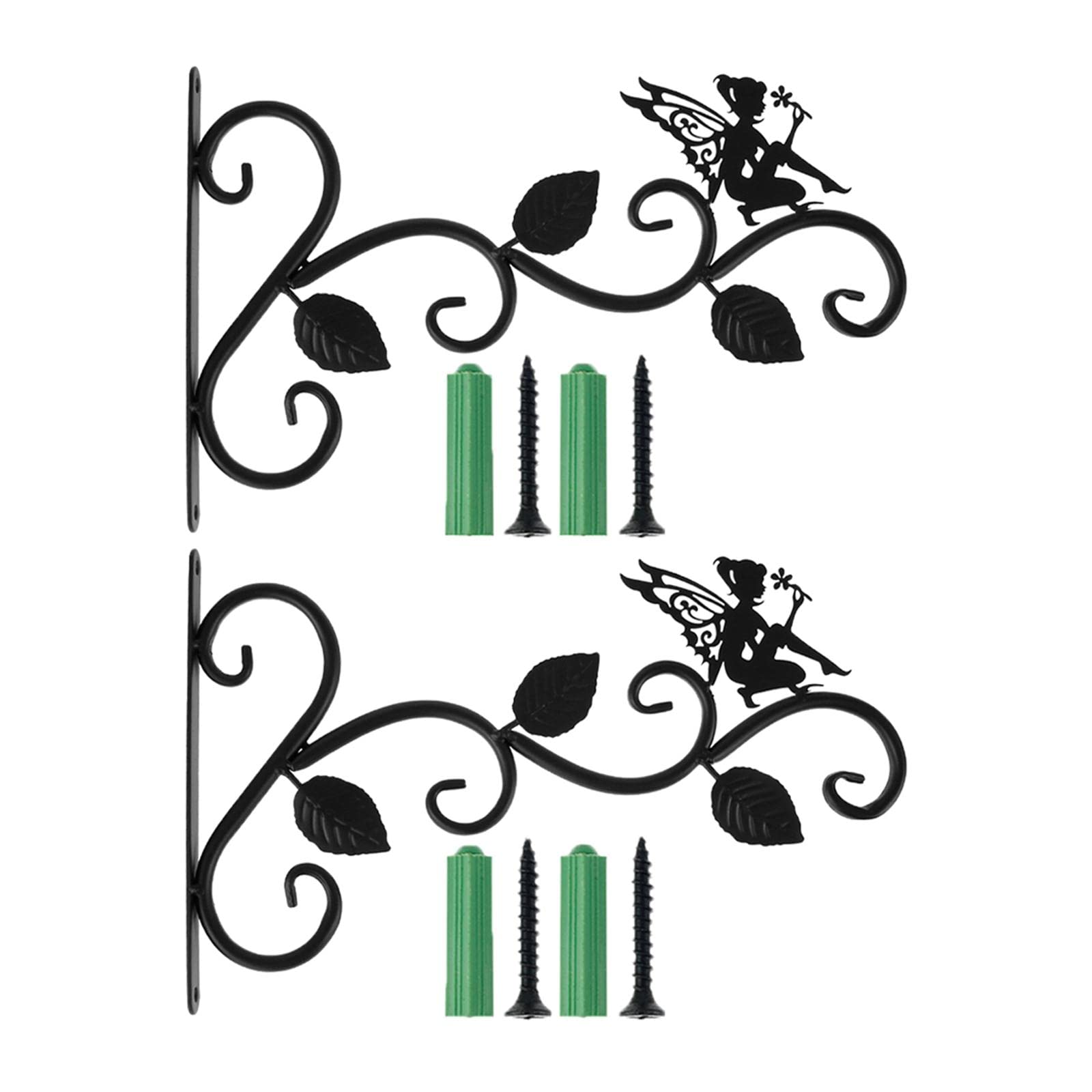 Club Bollywood®2X Wall Mounted Hanging Basket Plant Hanger W/Hooks 3 Leaf Quiet Fairy|Home & Garden | Gardening Supplies |2 Pieces Wall Hanging Bracket Iron Hooks with Accessories-image-35