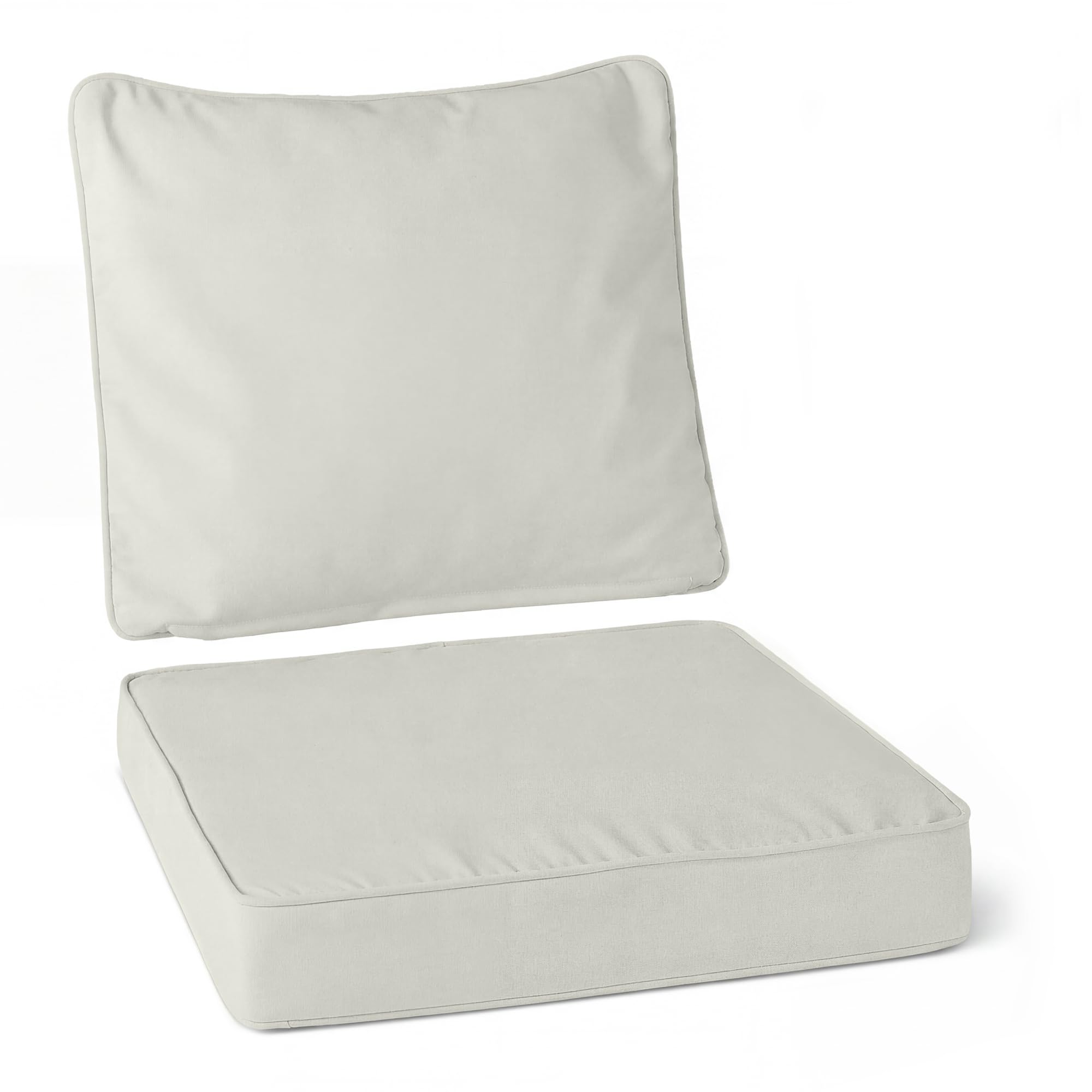 Amazon Basics Sitzkissen für Terrassenstühle mit Rückenlehne, Outdoor-Kissen mit Elastischem Polster, Wasserabweisend, 55,9cm x 55,9cm x 7,6cm, Beige, 1er-Pack