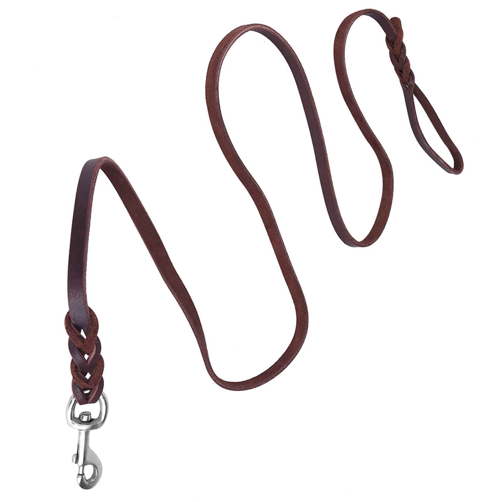 YOUTHINK Correa Cuero, Correa De Cuero para Perros, 210Cm Cable De Entrenamiento para Caminar Deslizante con Cierre De Metal Correa De Cuerda Resistente con Asa Cómoda Trenzada