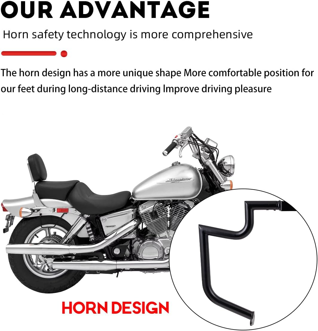 1.5" Crash Bar Engine Guard Highway Freeway Bar for Honda VT1100 Shadow Spirit Sabre 2000-2007(Matte Black)
