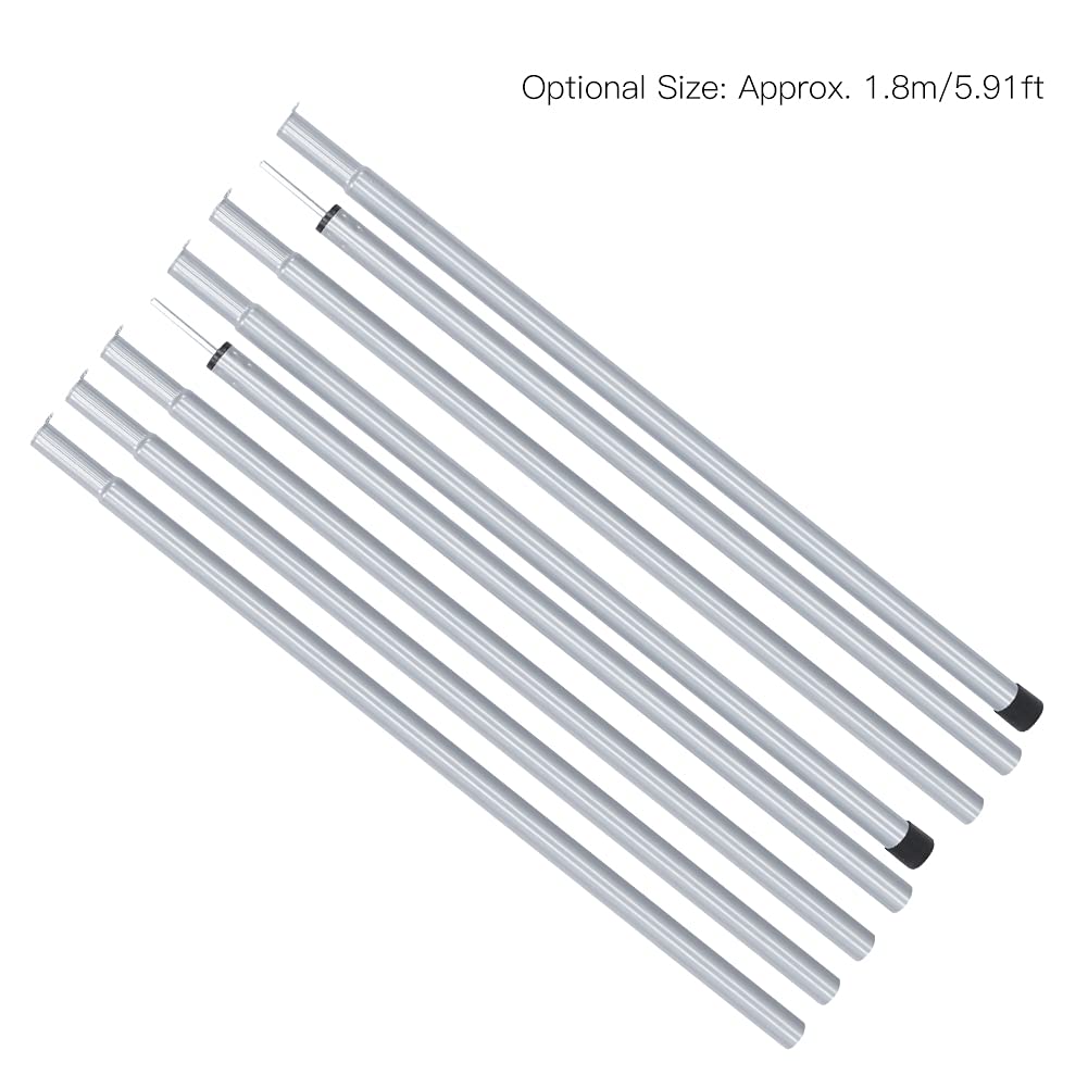 SALUTUY Sail Shade Pole, Steel 8PCS Adjustable Portable and Lightweight Awning Poles for Hiking for Outdoor Camping for Tent Fly(1.8M)