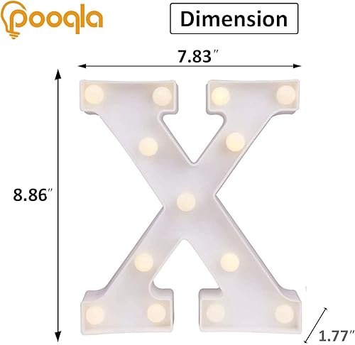Miniatura 3 de Pooqla - Letras con luces LED de marquesina, letras del alfabeto iluminadas para decoración del hogar, fiesta, boda, X
