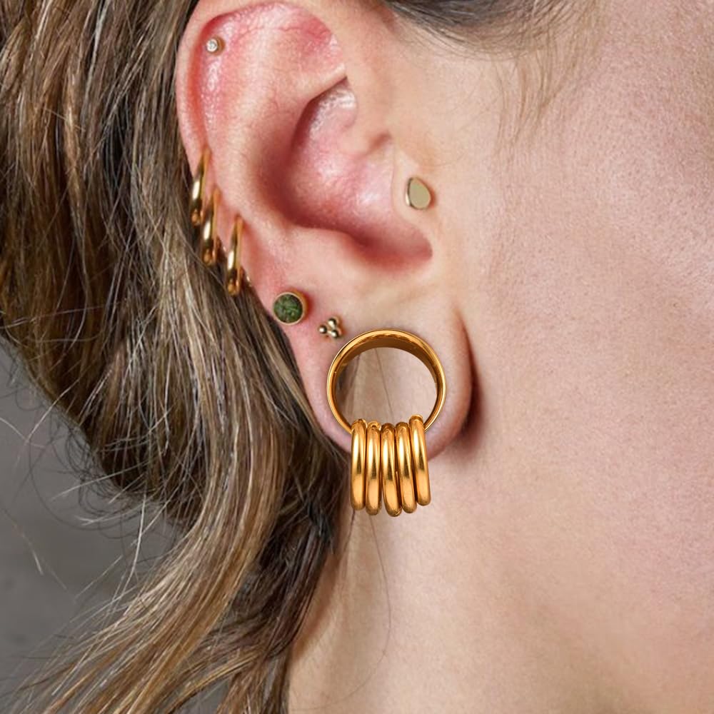 DOEARKO Flesh Tunnel Dilatatore Orecchio in Acciaio Inossidabile Calibri per Orecchie Double Flared Seashell Tunnel Ear Stretching Piercing Corpo Gioielli per Uomini e Donne 8-19mm