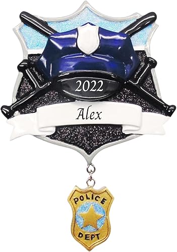 Adorno de árbol de Navidad personalizado 2022 para oficiales de policía adorno de policía recuerdo para trabajadores de primera línea