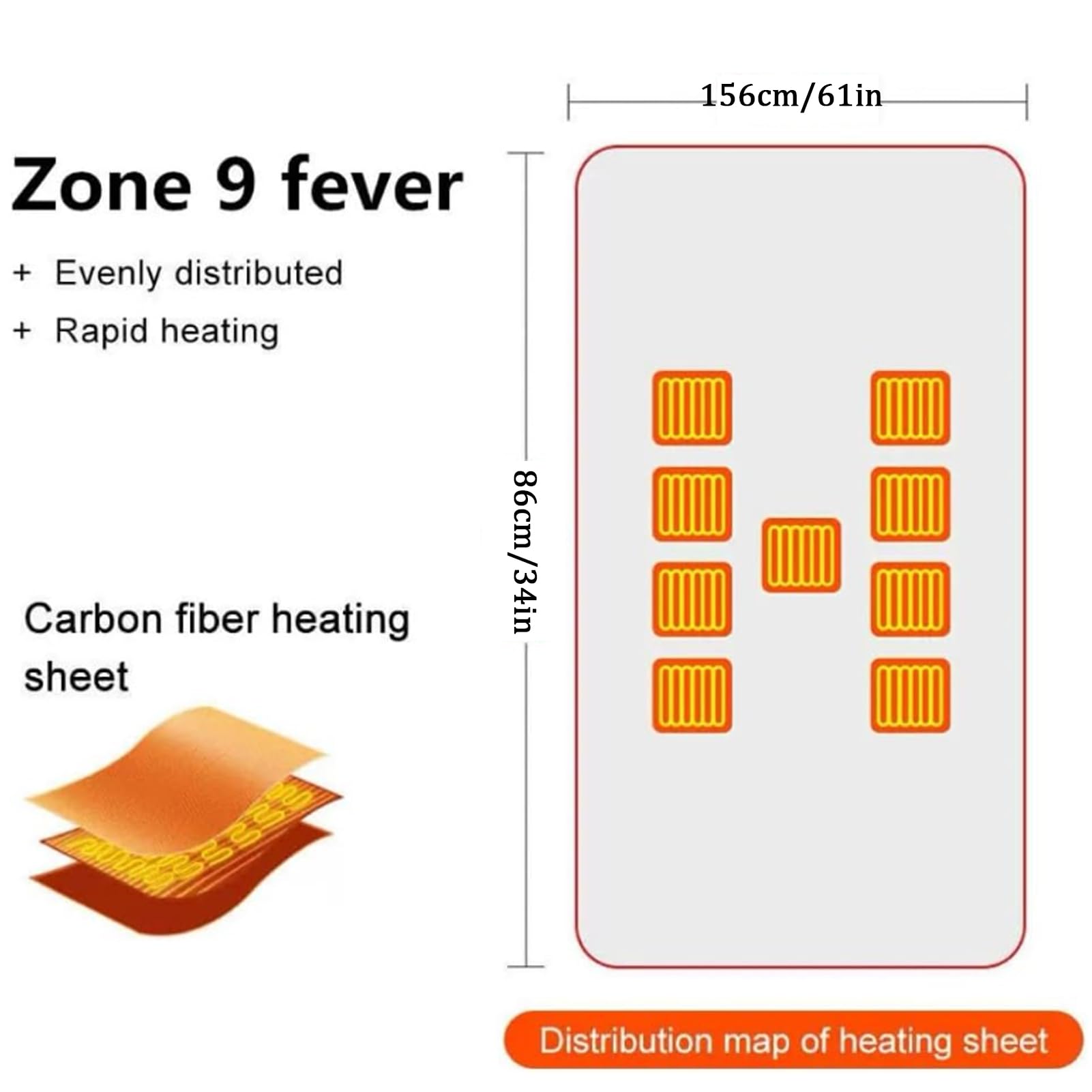 Couverture chauffante électrique sans fil rechargeable par USB, châle électrique, 9 zones de chauffage, 3 niveaux de chaleur, rapide en 20 secondes, lavable pour camping/bureau/voyage