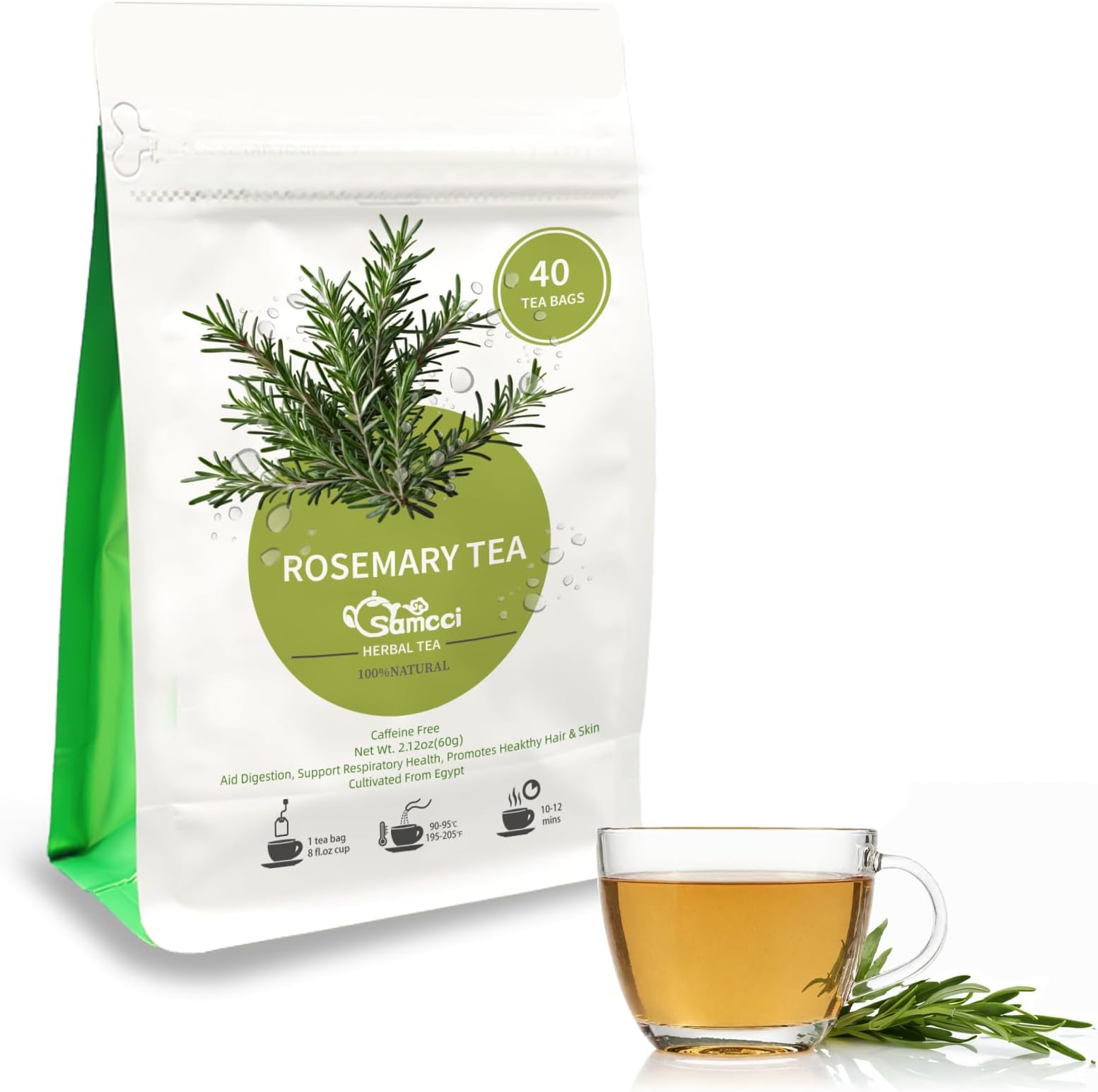 Samcci - Rosemary Tea, 40 Teabags, 1.5g/bag - Pure Dried Rosemary Leaves Tea ...