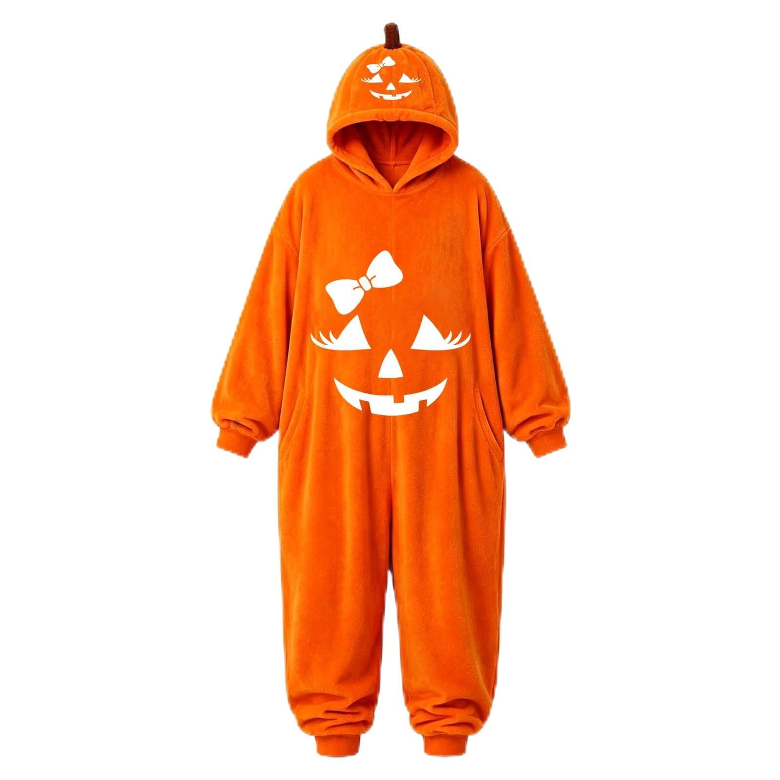 Pigiama Halloween Adulto Tuta Zucca con Cappuccio e Tasche Laterali Tasche Laterali Comode, Pigiama Halloween Adulto, Tuta Zucca Calda per Casa e Occasioni Speciali
