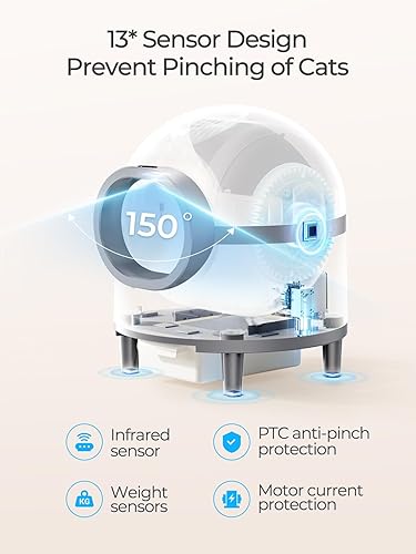 Miniatura 5 de Cajas de arena autolimpiantes sin cuchara para varios gatos, robot inteligente con aplicación, caja de arena automática para gatos autolimpiante,