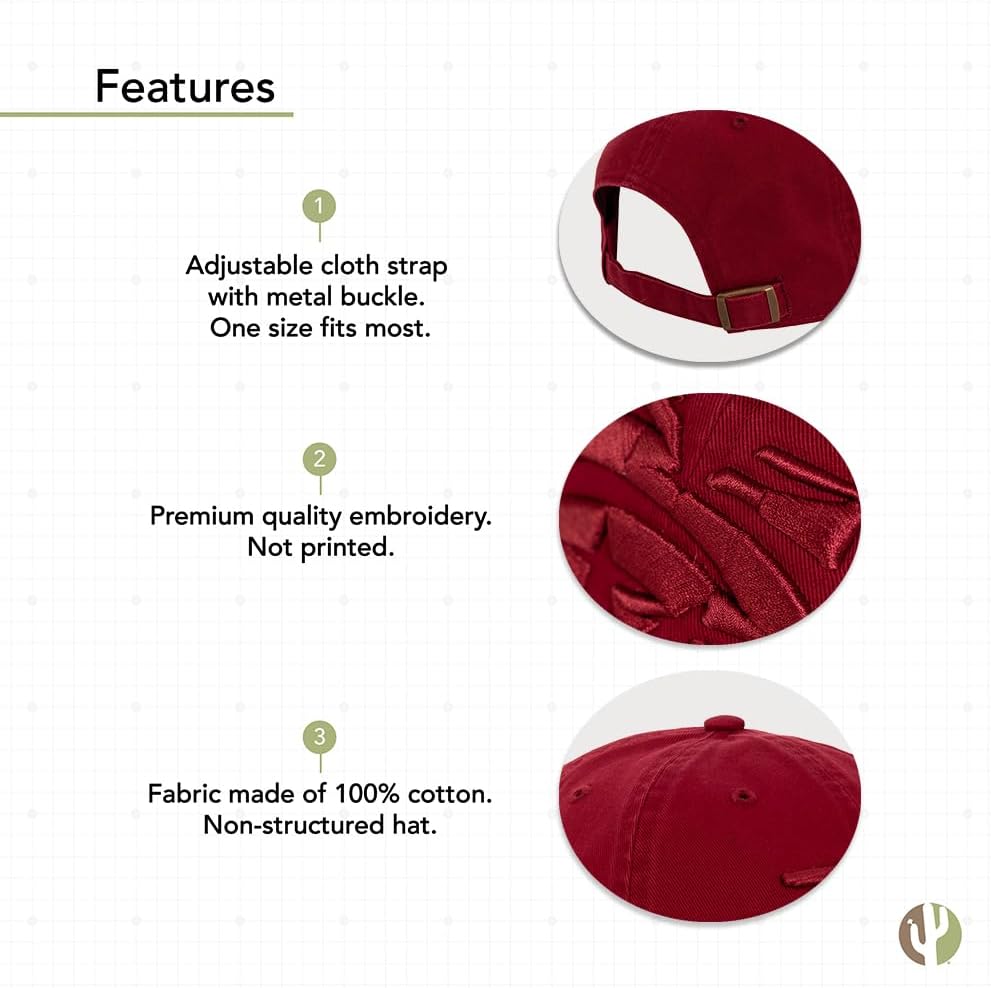 Desert Cactus Morehouse College Baseball Hat Maroon Tigers Brimmed Embroidered Cap Adjustable Cloth Strap Adult (Style A) - Image 4