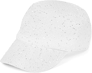 Gorra de béisbol para Mujer, Tejido Liso con Lentejuelas, Gorra de Verano Ligera, Hebilla de Metal Ajustable 04023094