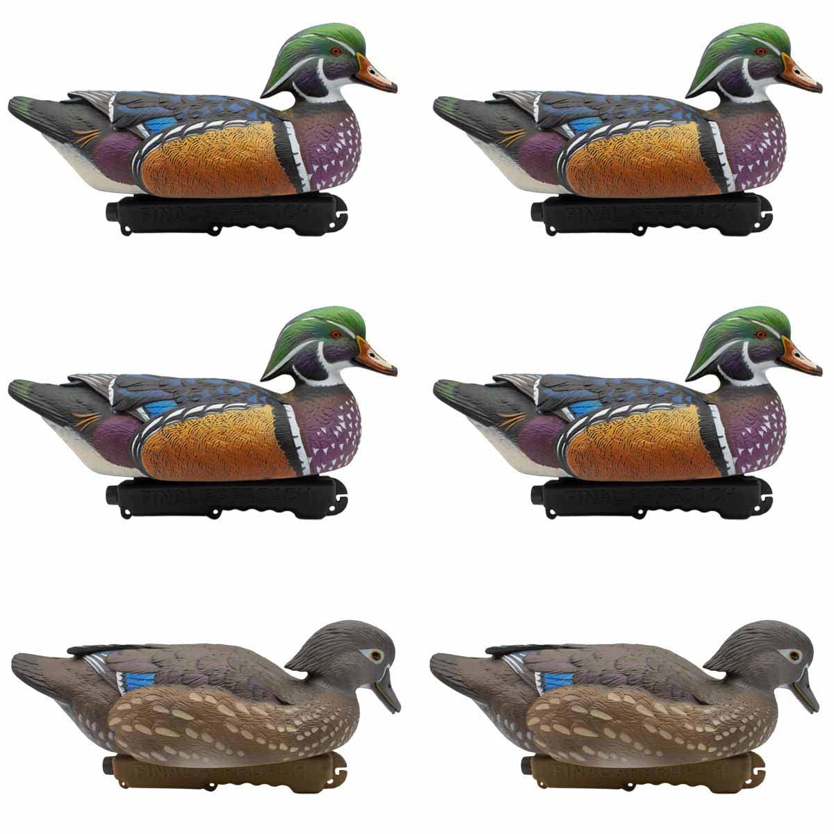 Final Approach Live Floating Wood Duck Decoys, 6 Pack in Green