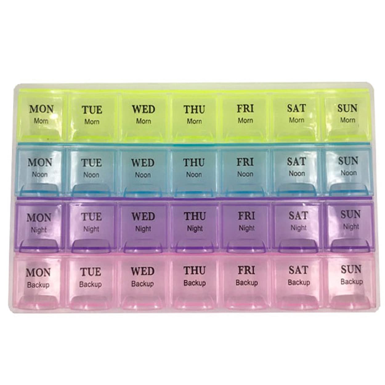 PallRin 7 Days Medicine Tablet Pill Drug Storage Organizer Box Case with Snap Lids, Reminder backup,7 Day Pill Organizer,4 rows & 7 Square Food Graded, Assorted Color, 1 Piece-image-35