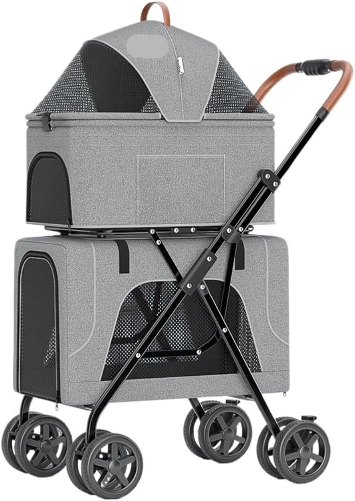 Pet Stroller for Dogs and Cats Travel Dog Stroller with Detachable Carrier Folding Pet Stroller with Wheels Cat Stroller for Small Medium Cats Pet Stroller(Grey)