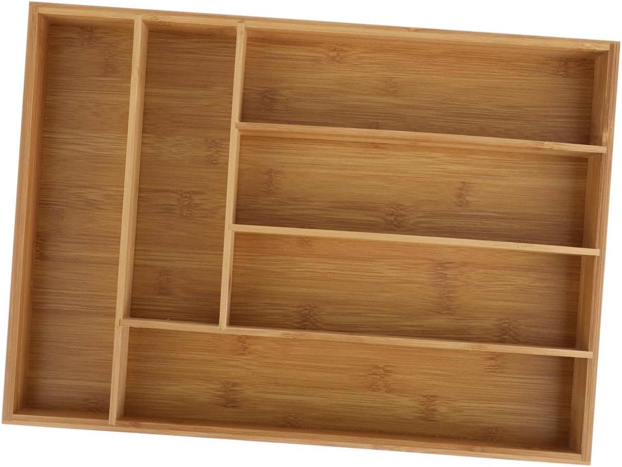 Cutlery Tray Drawer Organizer 6-compartment Kitchen Flatware Storage Box Tableware Organizer for Utensils and Silverware