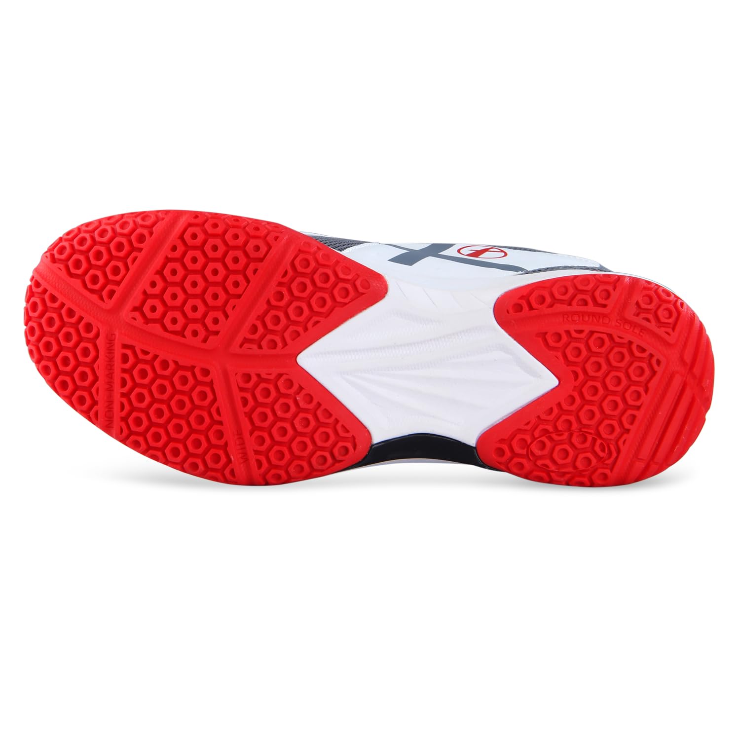 FEROC Classic Non Marking Badminton Shoe for Men Boys Unisex Kids (White RED, UK Footwear Size System, Adult, Men, Numeric, Medium, 11) 3