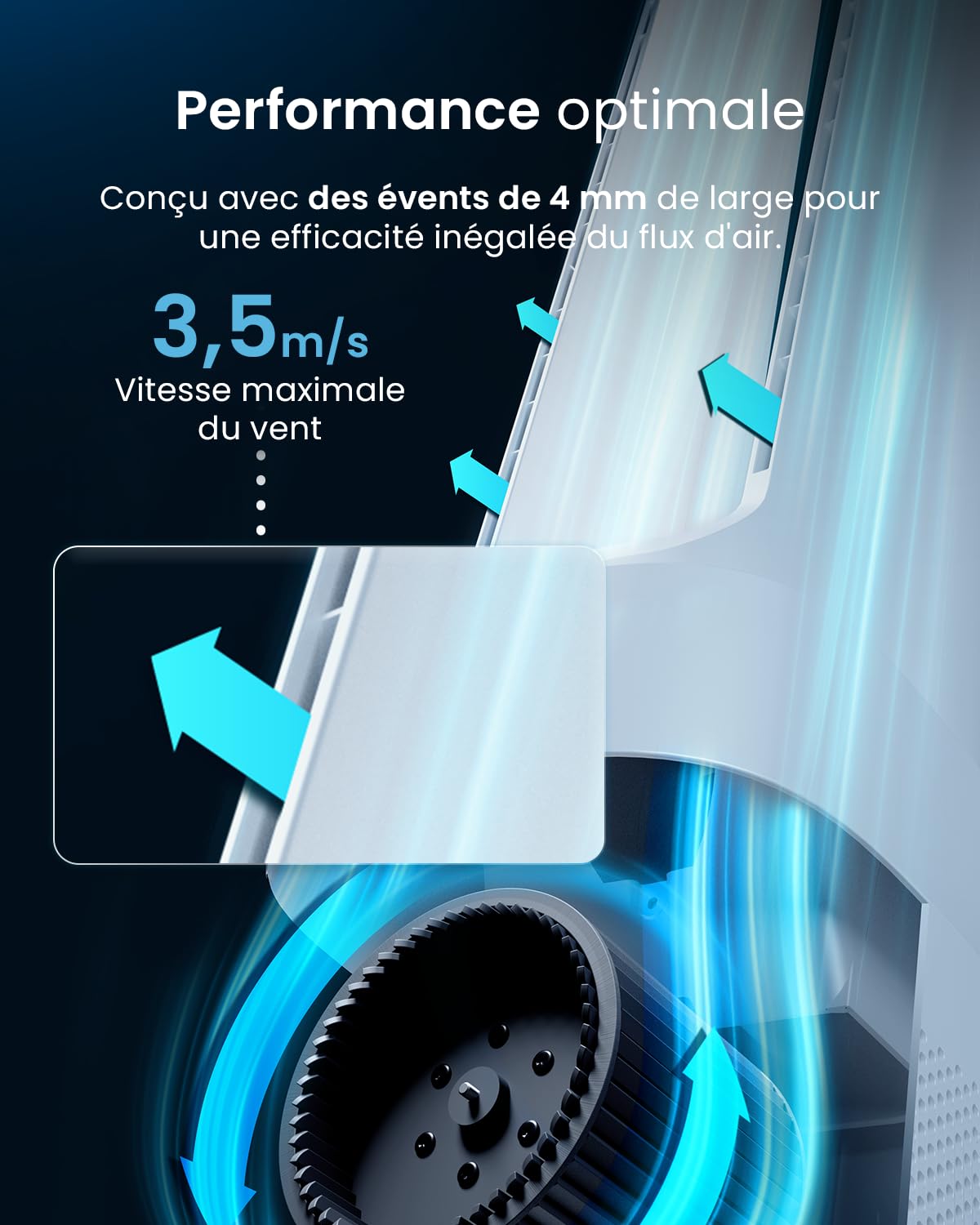 Pro Breeze OmniAir Ventilateur Colonne Purificateur d'Air, Ventilateur Sans Pale 105cm Silencieux, Tour avec Filtre HEPA, Télécommande, 10 Vitesses, Oscillation 75°, Ventilateur Sans Lame