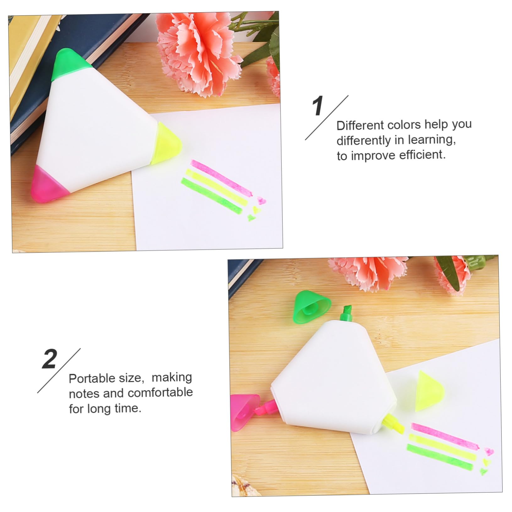 Operitacx 30 Stck. Ergonomische Dreieck Textmarker Leuchtende Fluoreszierende Farben Schnelltrocknende für Schüler Büro Notizen Markierstifte