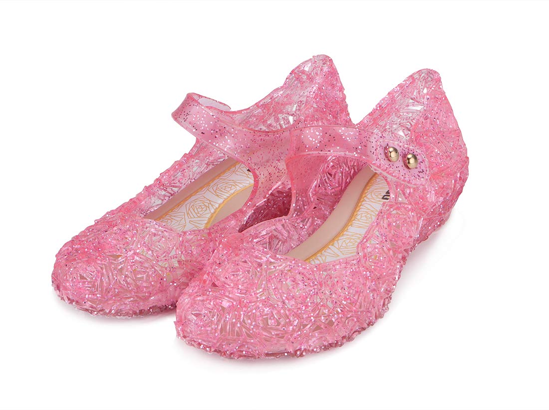 Piqubidu Frozen Inspired Elsa Flats, Dance Party Cosplay Shoes, Snow Queen Princess Birthday Sandals for Little Girls or Toddler