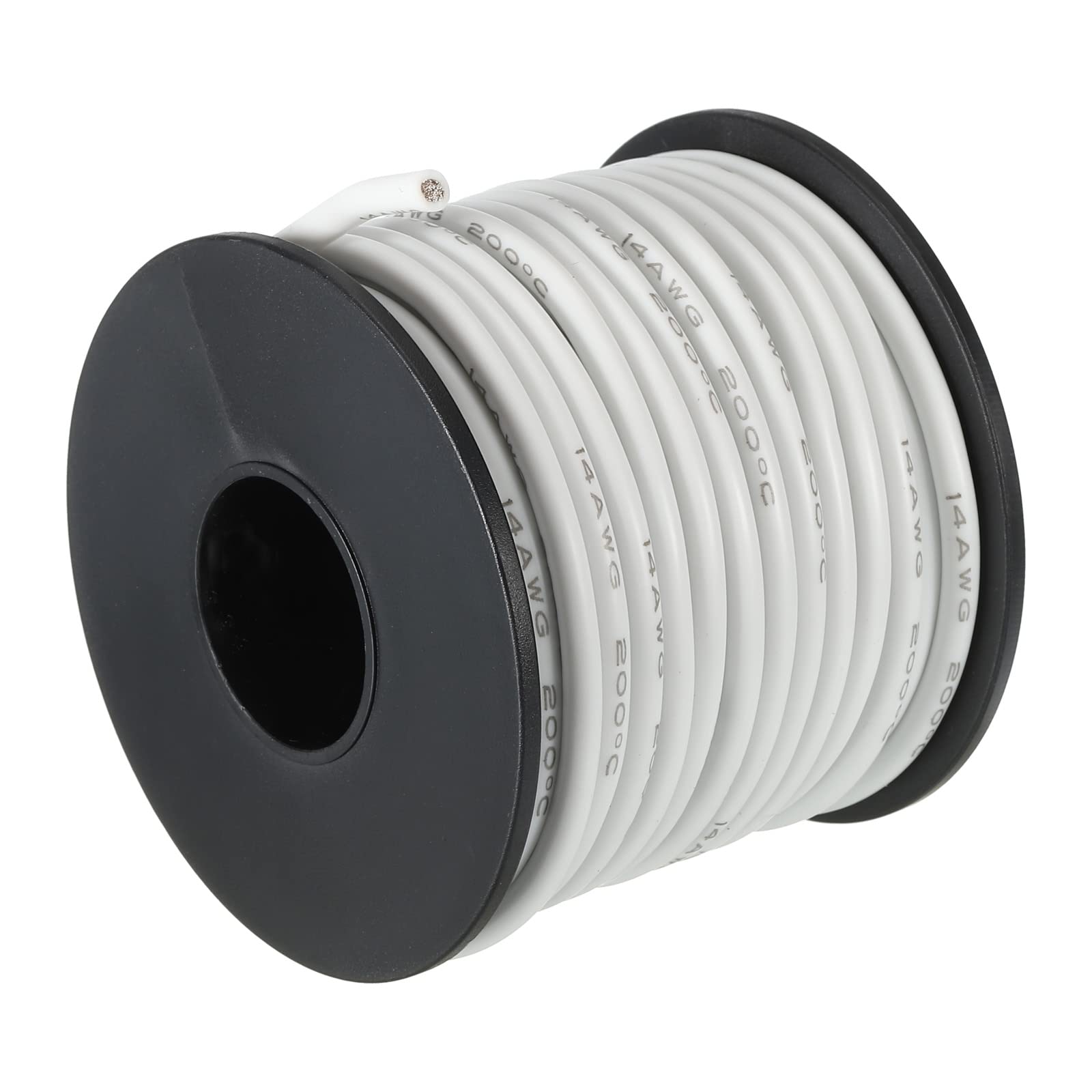sourcing map 14 Gauge Silicone Wire 14AWG Stranded Wire High Temperature Hookup Tinned Copper 12m/40ft White Spool for Model Wiring, DIY Wiring