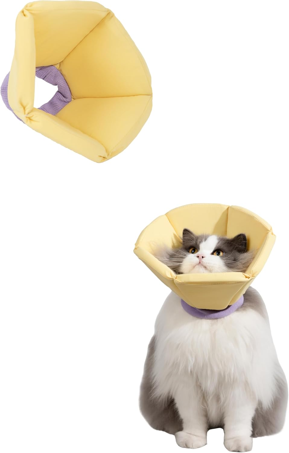 Lightweight Cat Cone Collar, Waterproof Soft Recovery E-Collar for Cats & Small Dogs, Adjustable Protective Elizabethan Collar to Prevent Licking & Biting, Easy-Clean Quick-Dry Design, Yellow XL Size