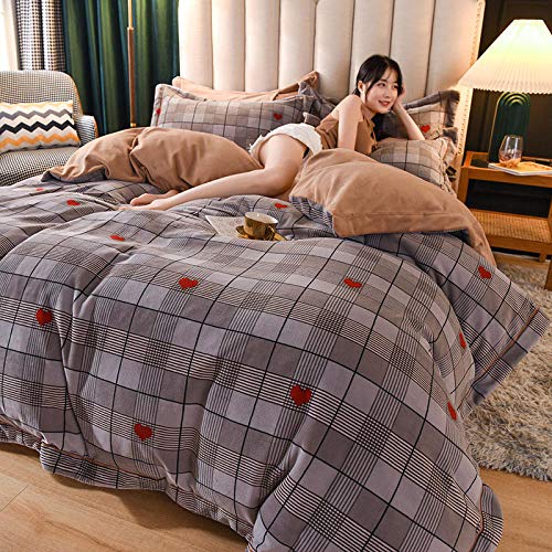 4 Piece Bedding Set,High-end Brocade Velvet Milk Velvet Four-Piece Baby Velvet French Coral Quilt Cover Bed Flannel Winter-Youth_2.0m Bed
