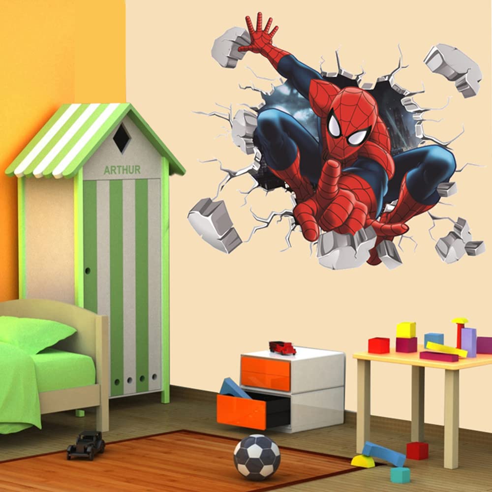 Superhero Spider-Man Wall Stickers Avengers Wall Decals DIY Removable PVC Wall Stickers for Boys Bedroom Living (Size 15.7 * 23.7 inch)