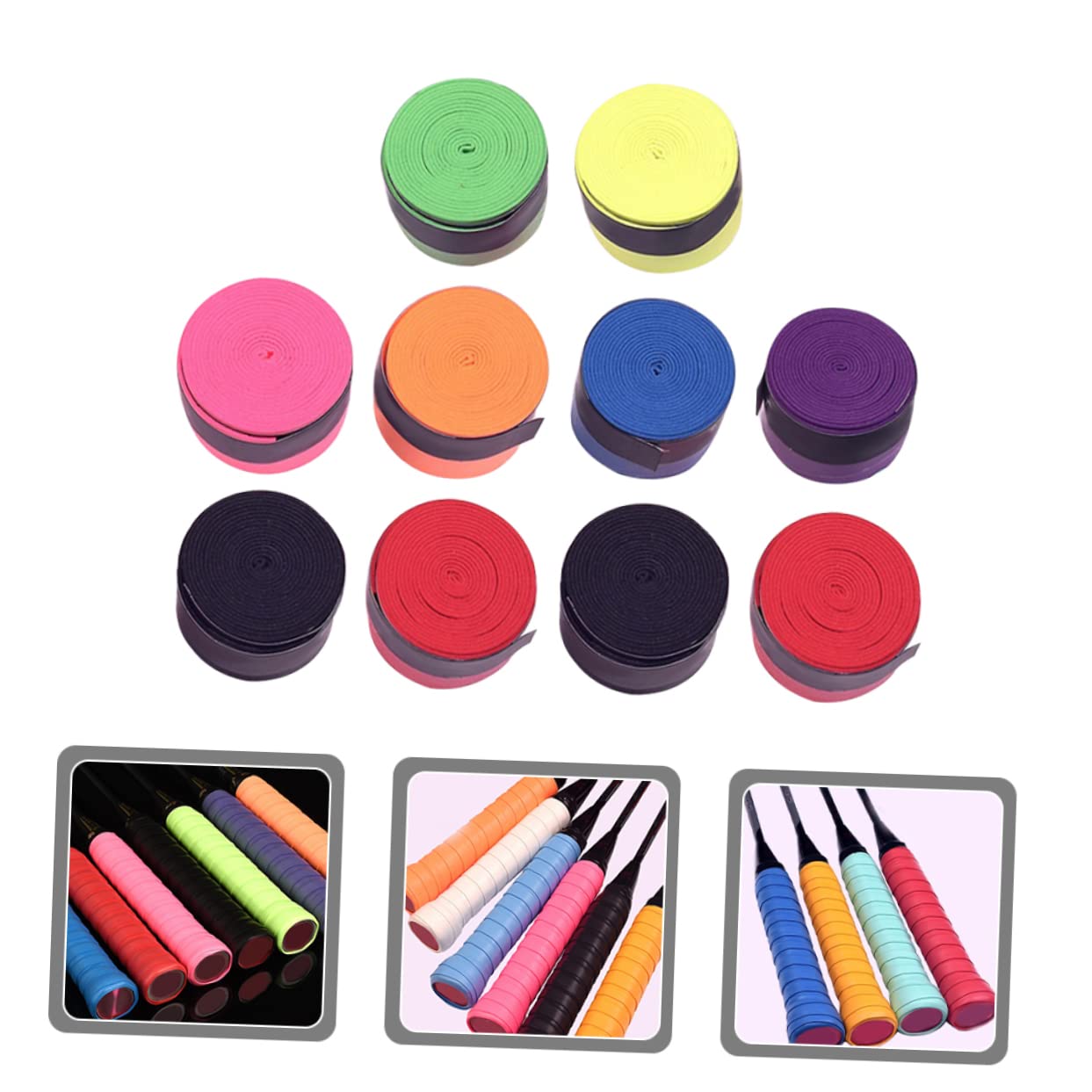 VANZACK Tennis Grip Tape 10 Rolls Featuring Holes for Increased Grip Softness Sweat Absorption Sturdy Non-Slip Versatile for Tennis Badminton Squash