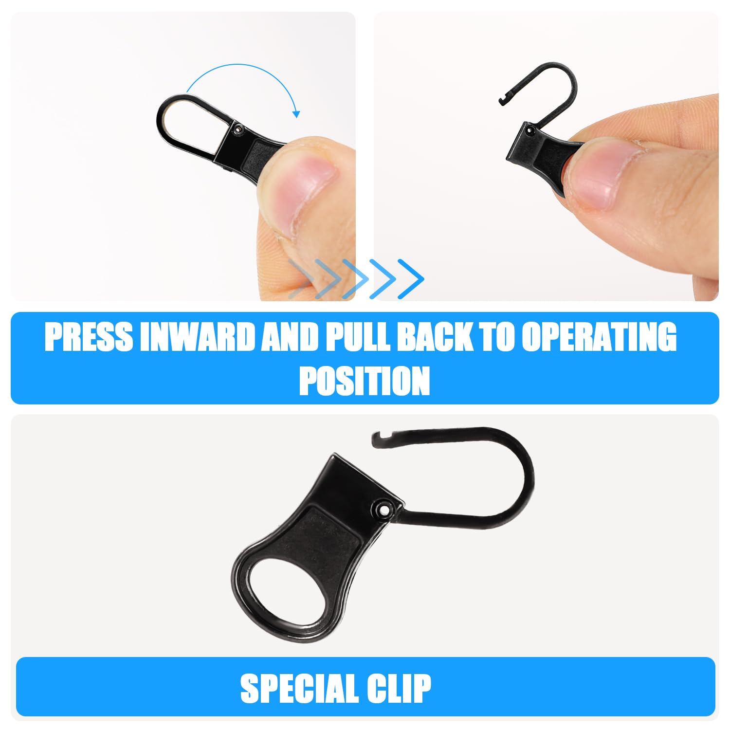 8 Pz Cursore Cerniera, Cursore Cerniera Ricambio Staccabile Zipper Pull Maniglia Fissatore per Riparare Zipper Puller per Abbigliamento Zaino Giacche Pantaloni Scarpe Bagagli (Argento