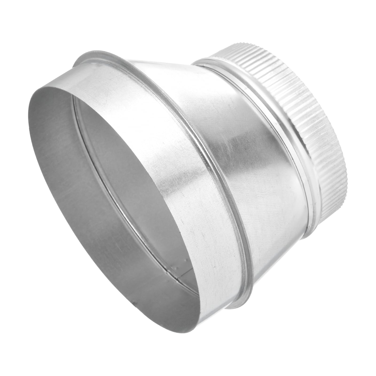 sourcing map Eccentric Duct Reducer (200mm to 150mm) - Galvanized Steel Crimped End Ducting Adapter Increaser Round Air Duct Connector for HVAC Ventilation System, Silver