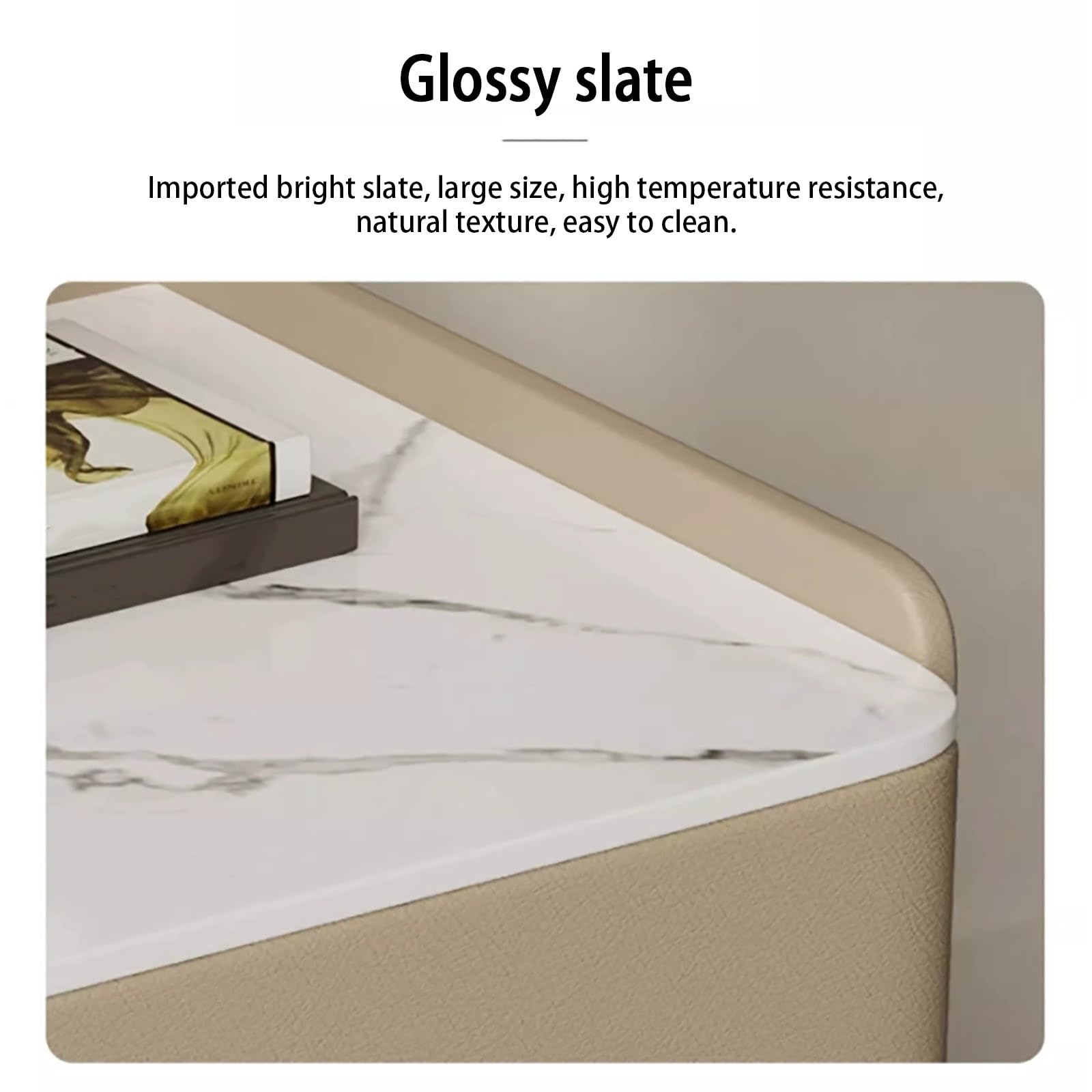Comodino moderno grigio minimalista in legno massello con piano in ardesia, elegante comodino con doppi cassetti per camera da letto e soggiorno tavolino da caffè (grigio scuro)