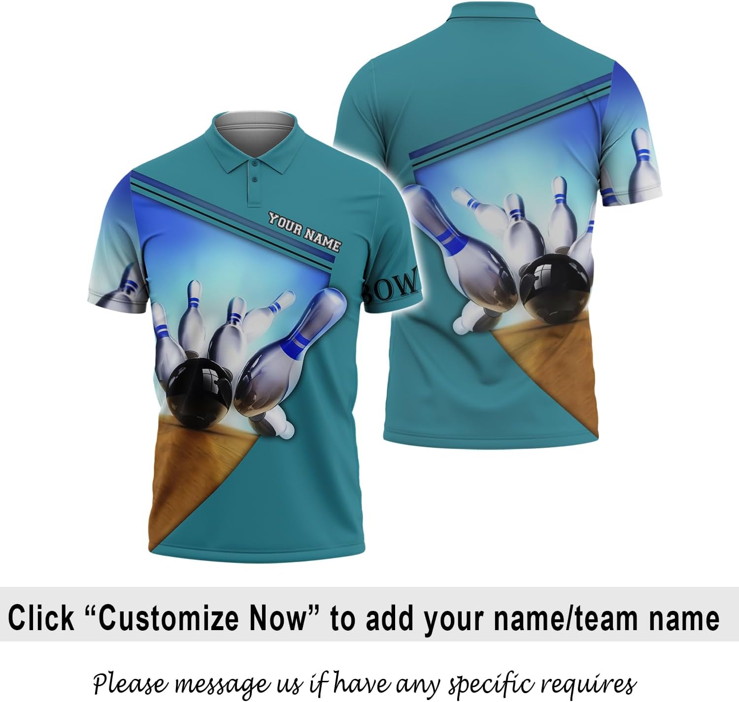 3D Personalized Bowling Pins and Ball Polo Bowling Players Shirt Gift for Bowlers League Season