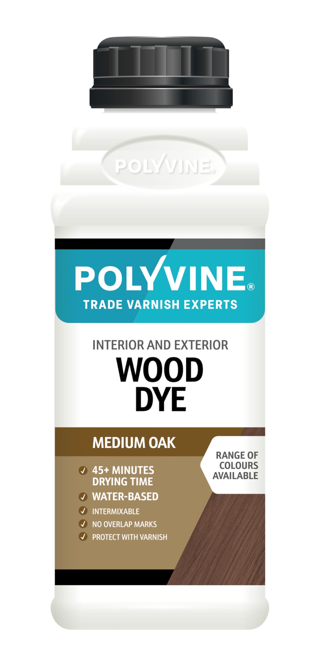 Polyvine Wood Dye – Interior Exterior Wood Colour Restorer – Quick Drying, Water Based Intermixable Woodwork Sealer Any Colour for Furniture, MDF, Ply, Hardwood, Softwood - Medium Oak, 500ml — image 1