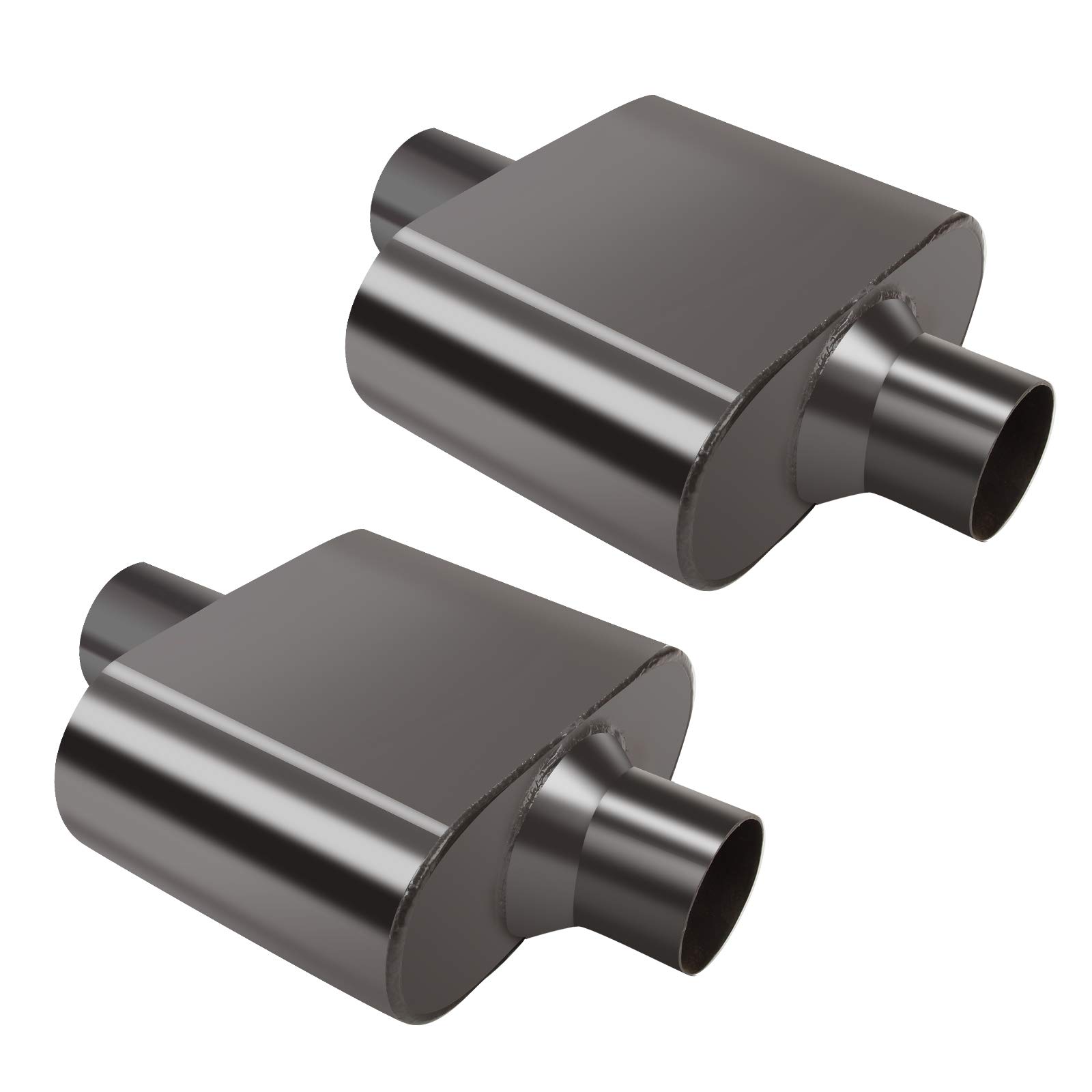 Pair of Single Chamber Performance Race Muffler 2.5" Center / Center Universal Muffler (2.5 Inch)