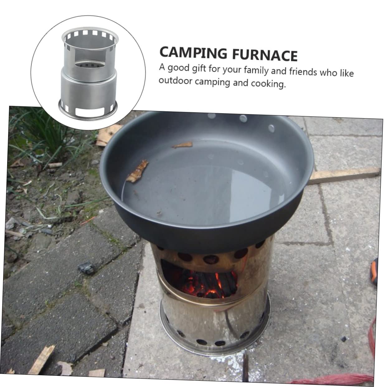 BESTonZON Estufa De Camping Gas Portátil Hornillo Eléctrico De Cocina Profesional Olla y Sartén Resistencia Al Viento Acero Inoxidable Ligera y Duradera Para Acampadas Picnic
