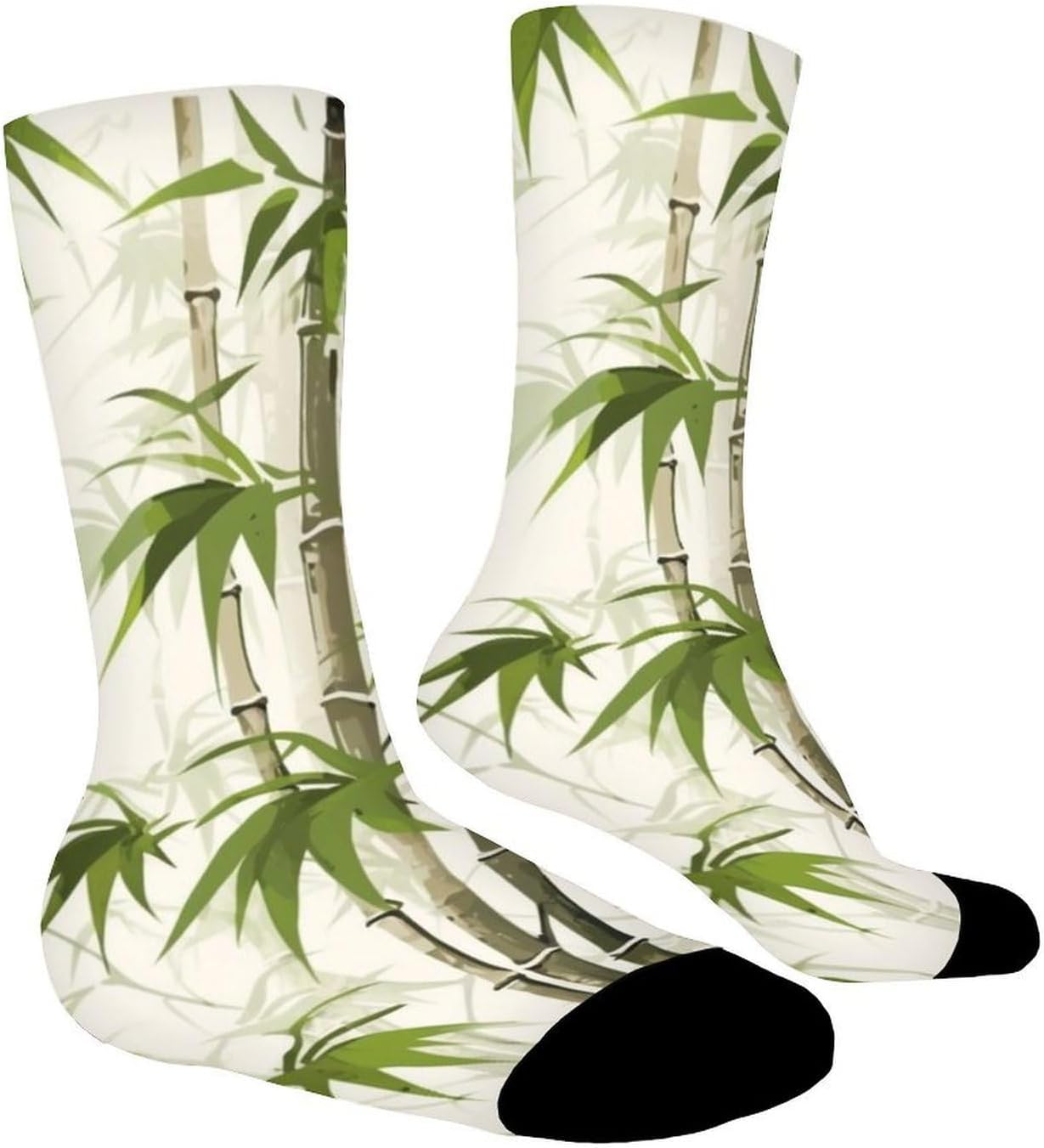 Moisture Wicking Socks, Breathable, Lightweight Crew Sock, Casual | Green Nature Plant Work Socks for Women Men, Elastic Soft Boot Socks for Travel, Seamless