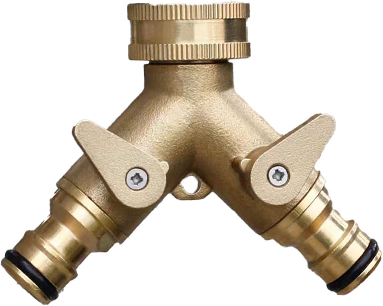Yuehneom Women's Black 2-Way Y-Splitter With Shut-Off Valves For Two Inlet Hoses, Water Distributor