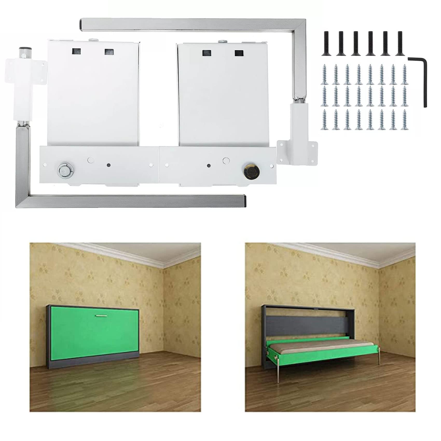 Kit de herrajes para Cama Murphy DIY, Cama de Pared de Montaje Vertical Plegable, Mecanismo de Resorte, herrajes de Soporte para Cama King Queen de Servicio Pesado